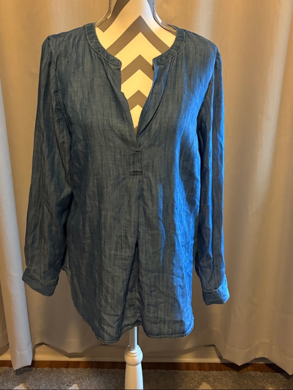 Talbots Denim-Blue Split V Tunic